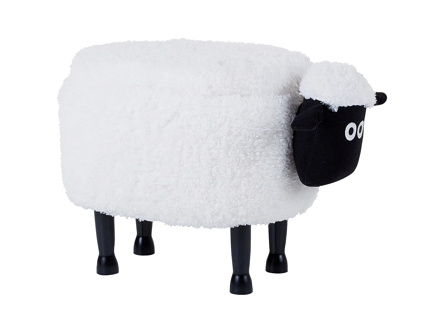 Bezaubernder Hocker für Kinder in Schaf-Form weiß Felloptik mit Stauraum Sheep