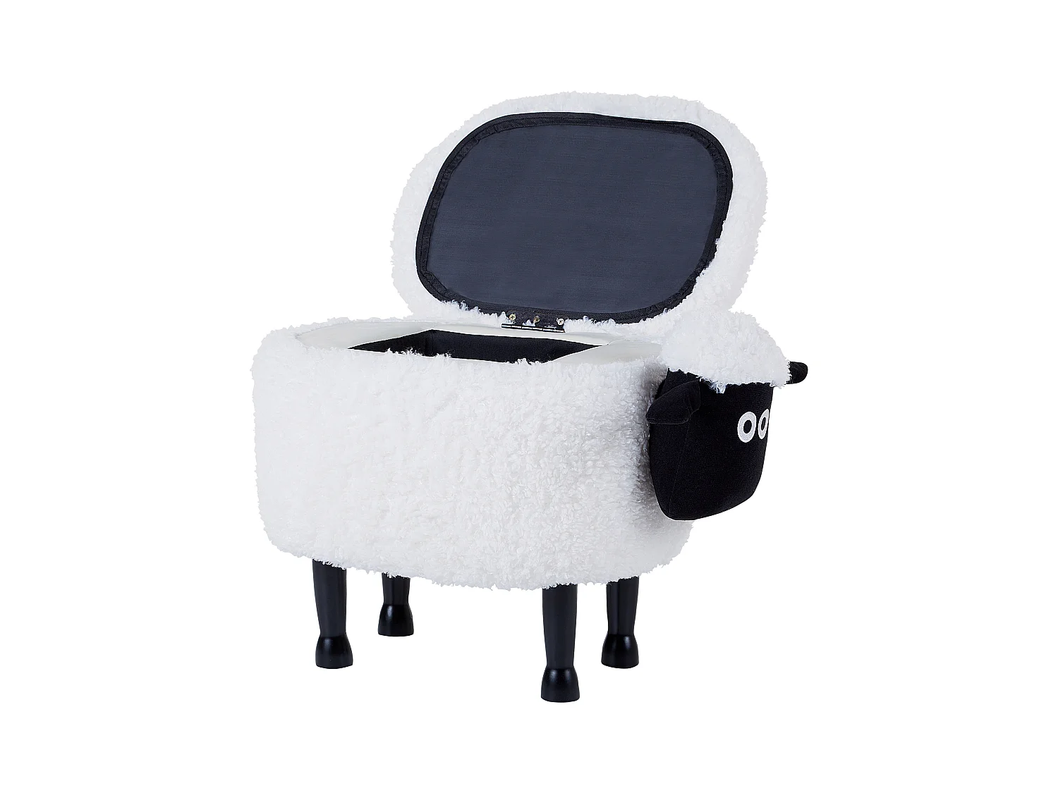 Bezaubernder Hocker für Kinder in Schaf-Form weiß Felloptik mit Stauraum Sheep
