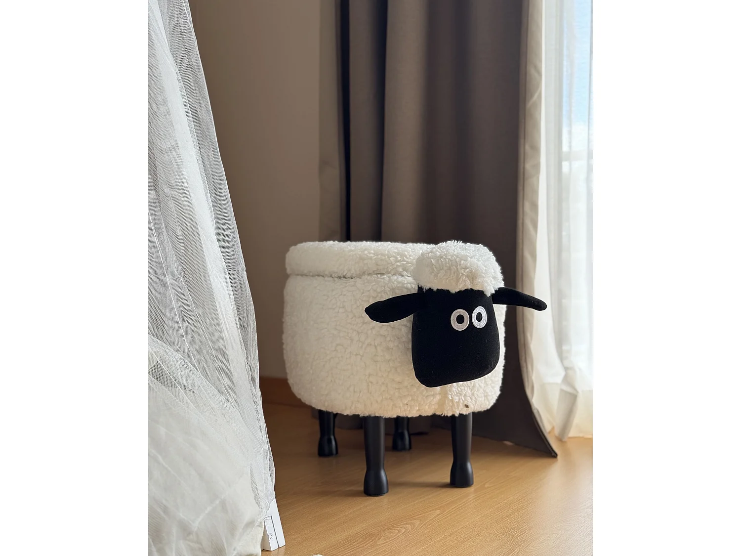 Tabouret de rangement animal SHEEP Tissu Blanc