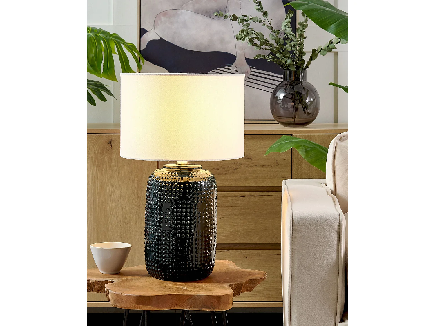 Lampe à poser MUSSEL Céramique Bleu foncé