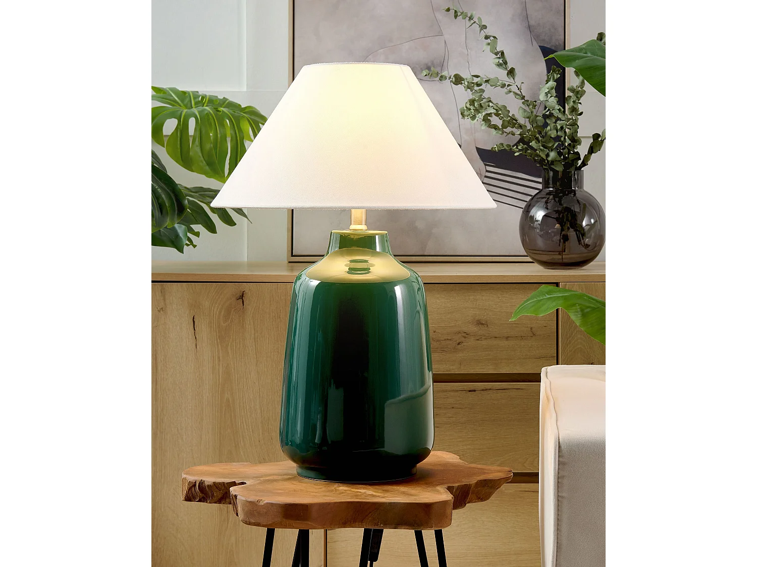 Lampe à poser CARETA Céramique Vert foncé