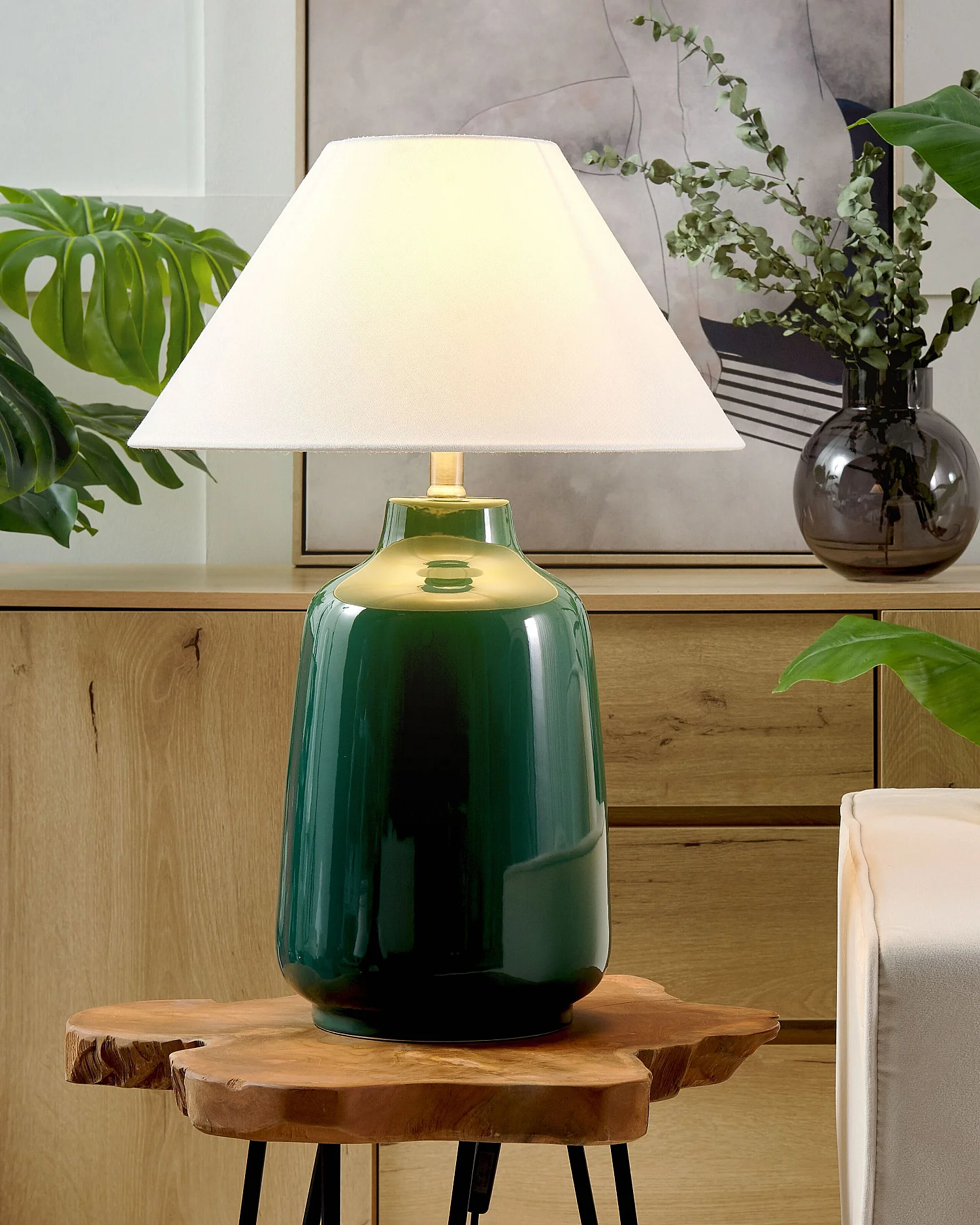 Lampe à poser CARETA Céramique Vert foncé