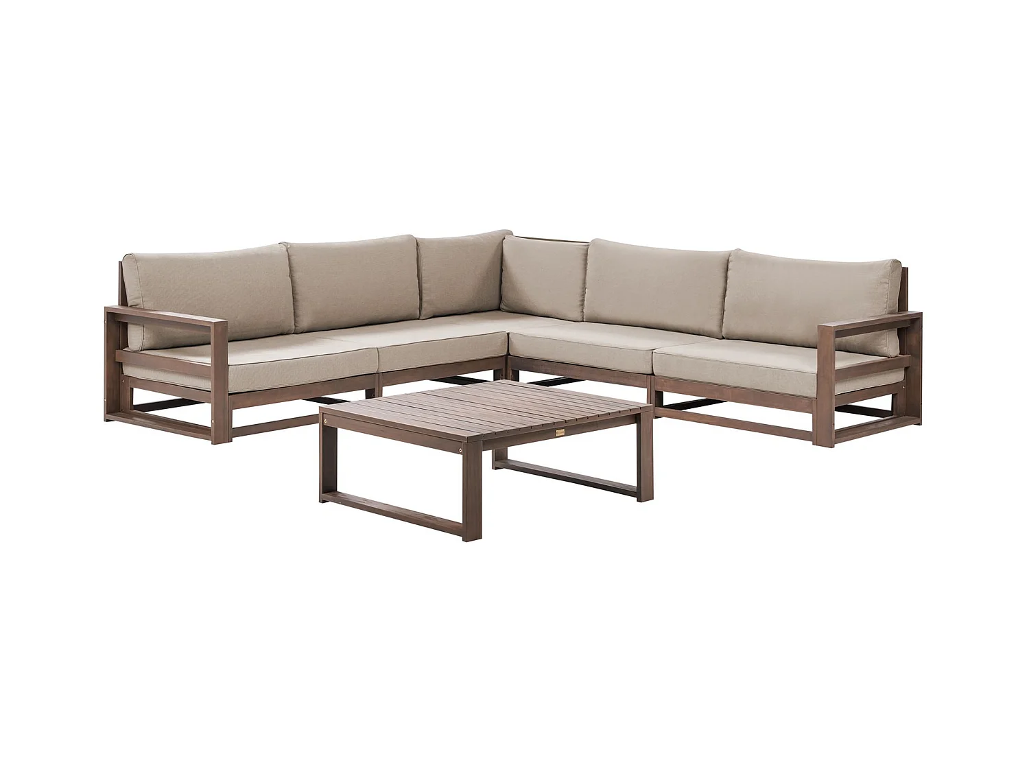 Ensemble de canapés d'angle de jardin 5 places TIMOR Bois d'acacia certifié Marron foncé