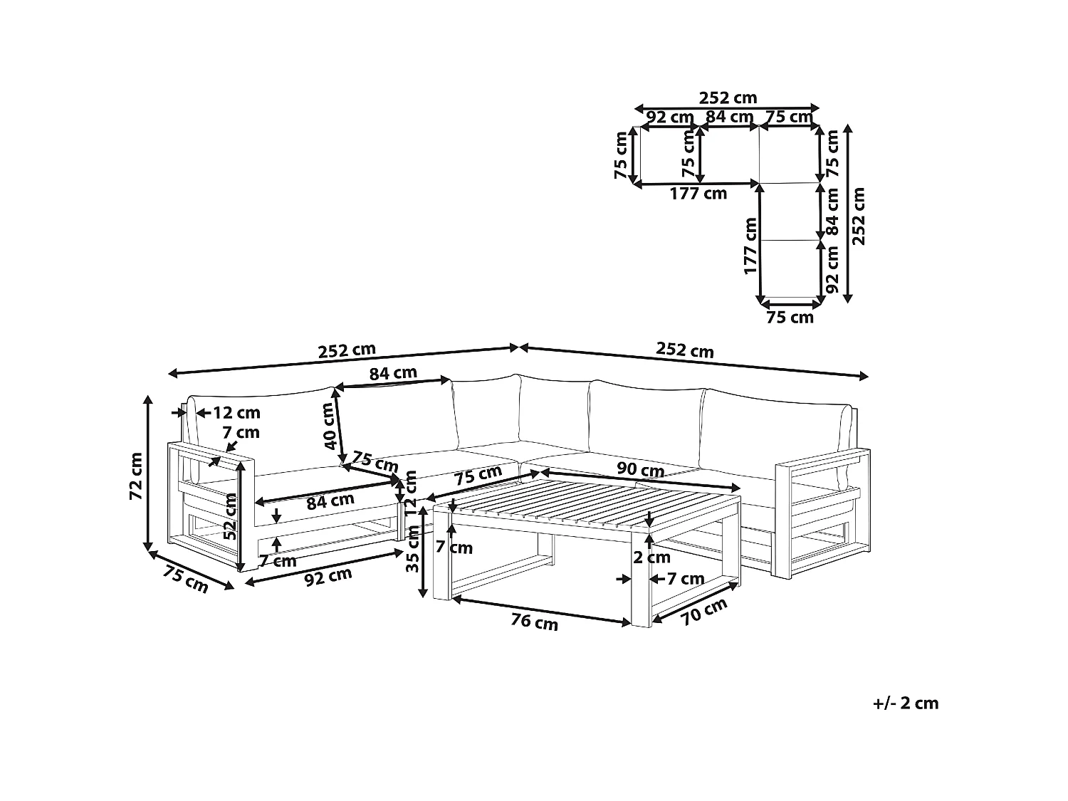 Ensemble de canapés d'angle de jardin 5 places TIMOR Bois d'acacia certifié Marron foncé