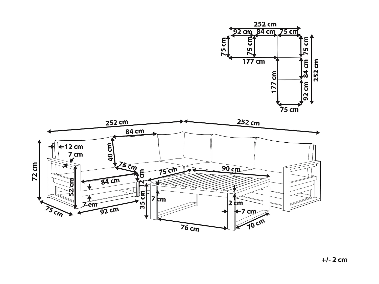 Ensemble de canapés d'angle de jardin 5 places TIMOR Bois d'acacia certifié Marron foncé