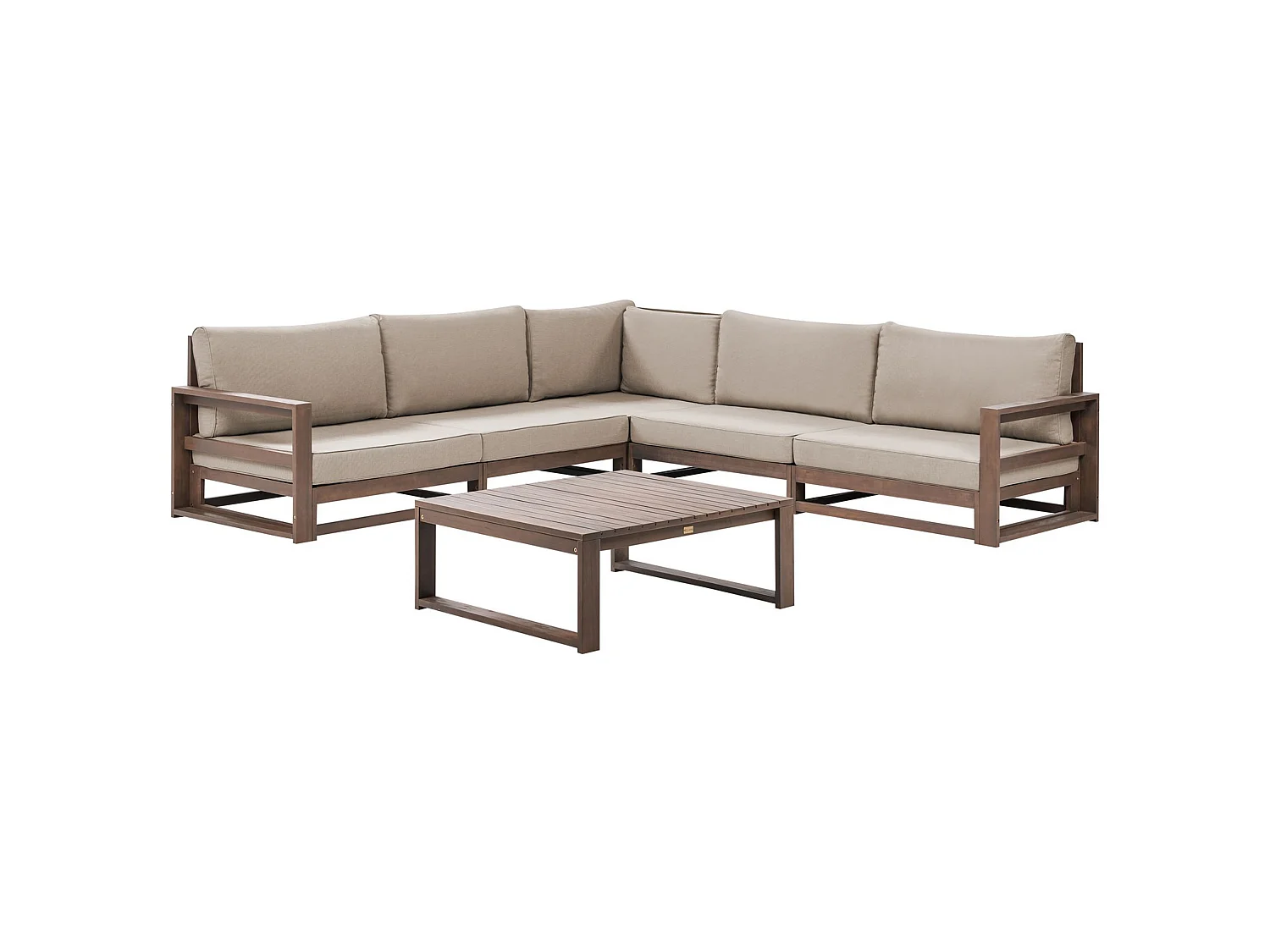 Garden Corner Sofa with Table 5 Seater TIMOR Dark Brown Certified Acacia Wood Modular