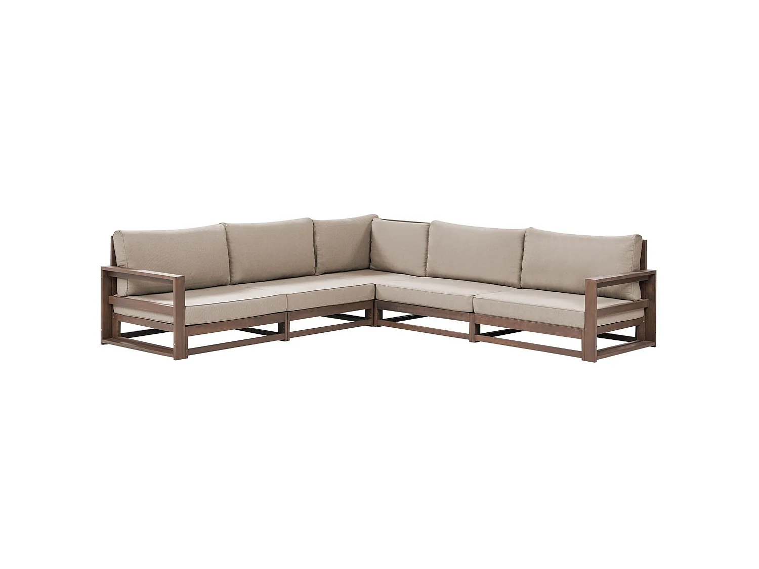 Garden Corner Sofa with Table 5 Seater TIMOR Dark Brown Certified Acacia Wood Modular