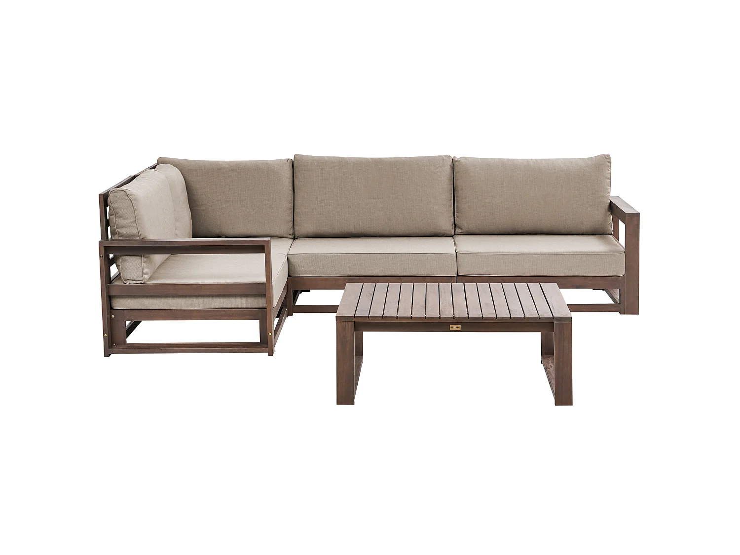 Garden Corner Sofa with Table 4 Seater TIMOR Right Hand Dark Brown Certified Acacia Wood Modular