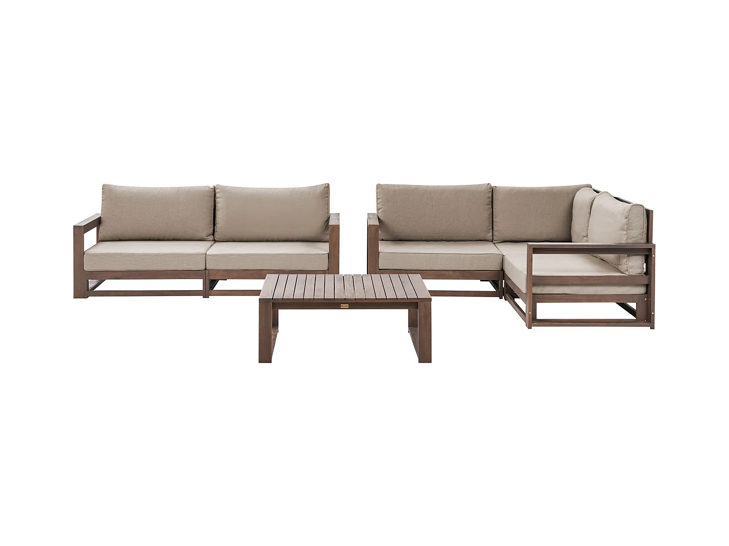 Lounge Set Akazienholz dunkler Holzfarbton 4-Sitzer Sofa Ecksofa Tisch Timor II