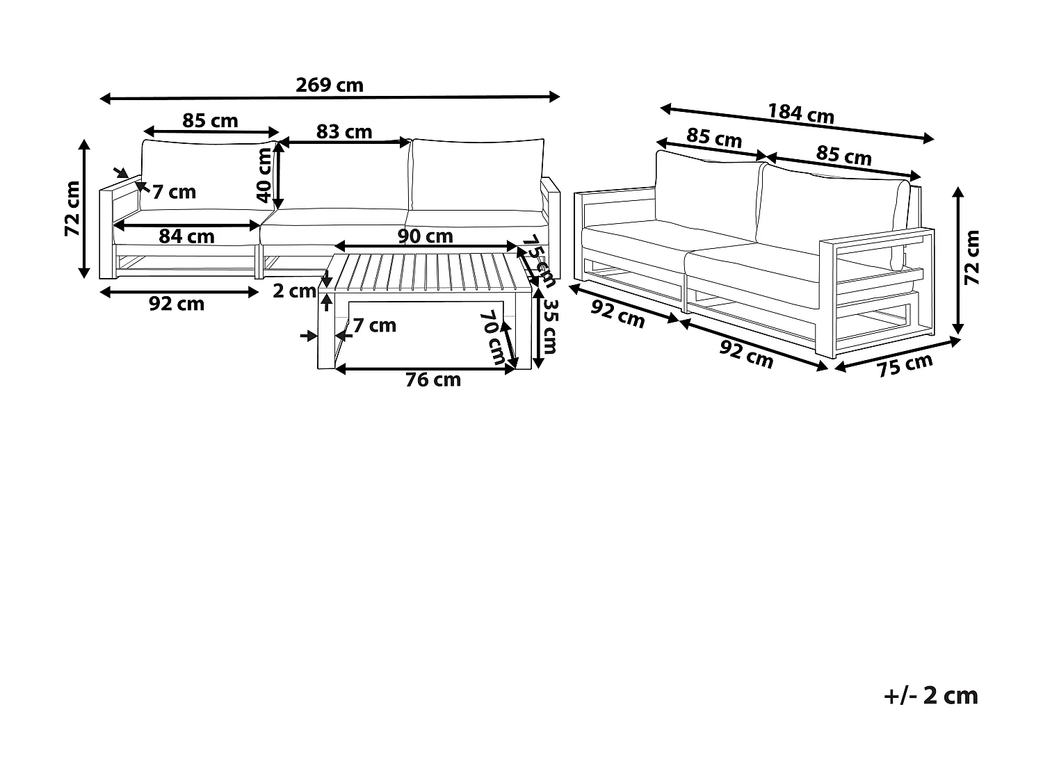 Ensemble de salon de jardin avec table 5 places TIMOR Bois d'acacia certifié Marron foncé