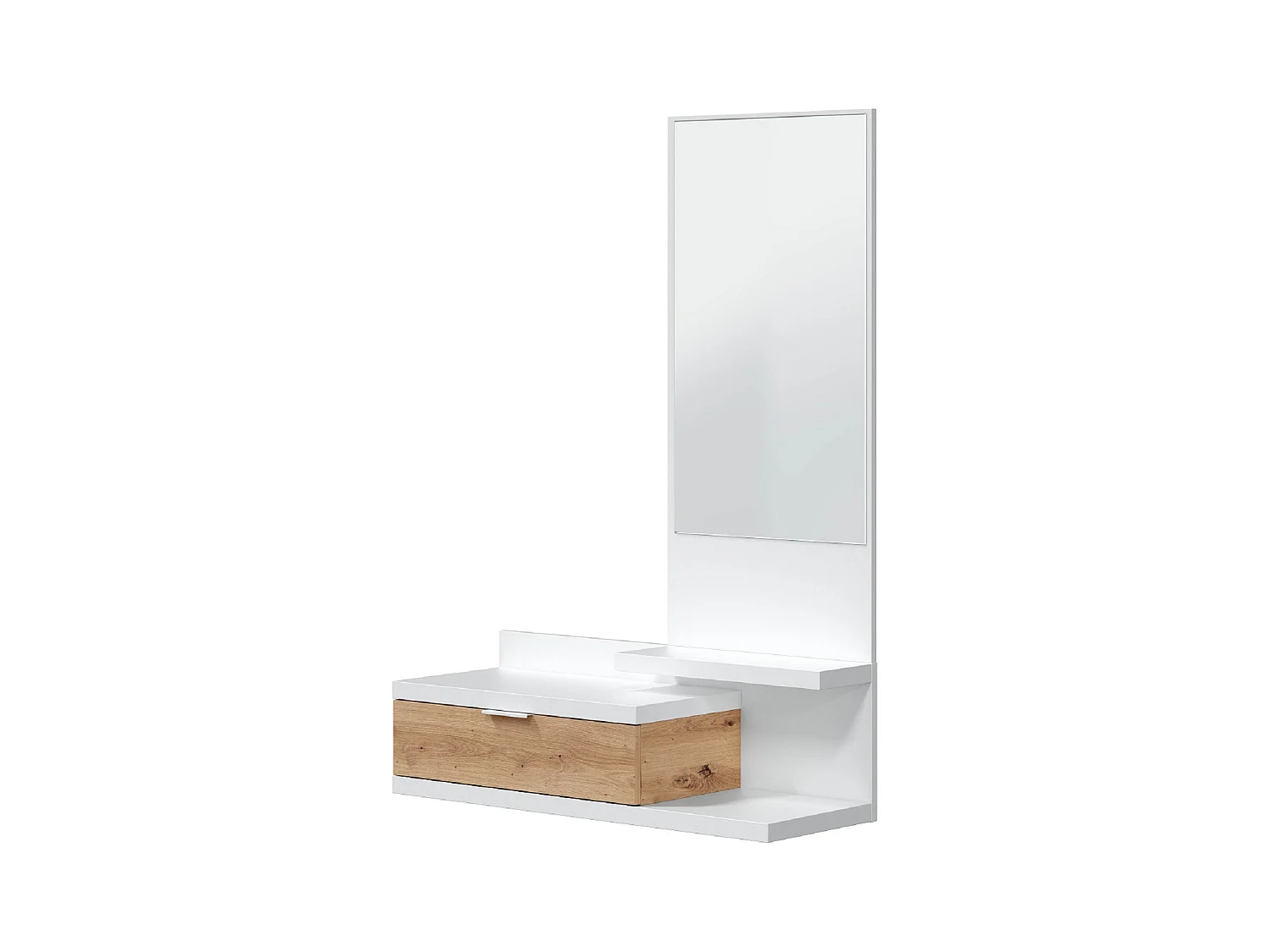 Meuble d'entrée avec miroir et tiroir - Longueur 81 x Profondeur 29 x Hauteur 116 cm