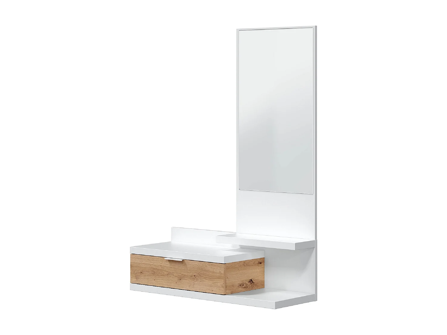 Meuble d'entrée avec miroir et tiroir - Longueur 81 x Profondeur 29 x Hauteur 116 cm