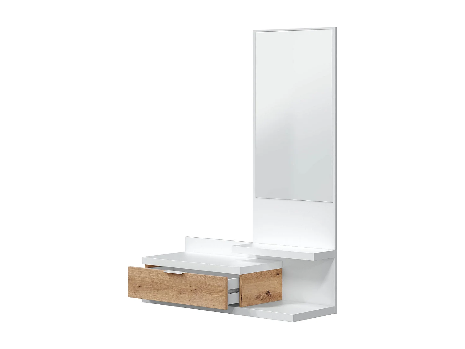 Meuble d'entrée avec miroir et tiroir - Longueur 81 x Profondeur 29 x Hauteur 116 cm