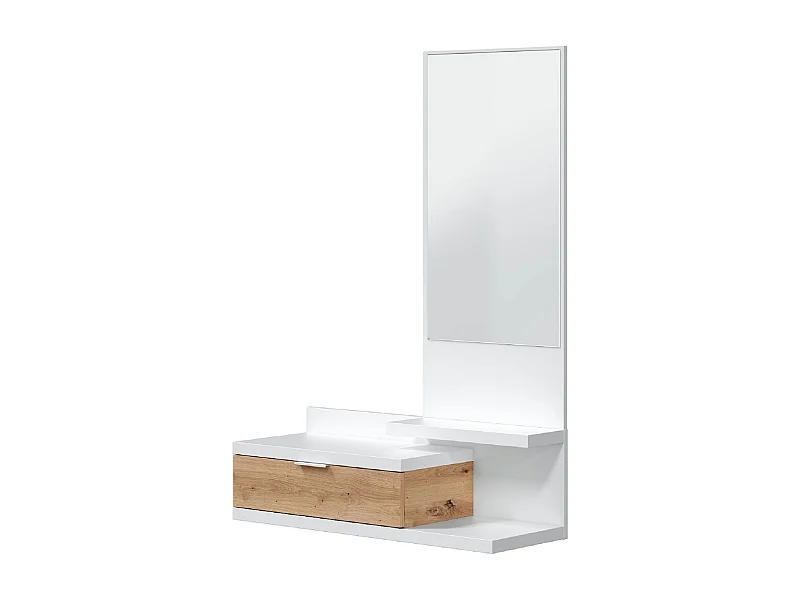 Meuble d'entrée avec miroir et tiroir - Longueur 81 x Profondeur 29 x Hauteur 116 cm