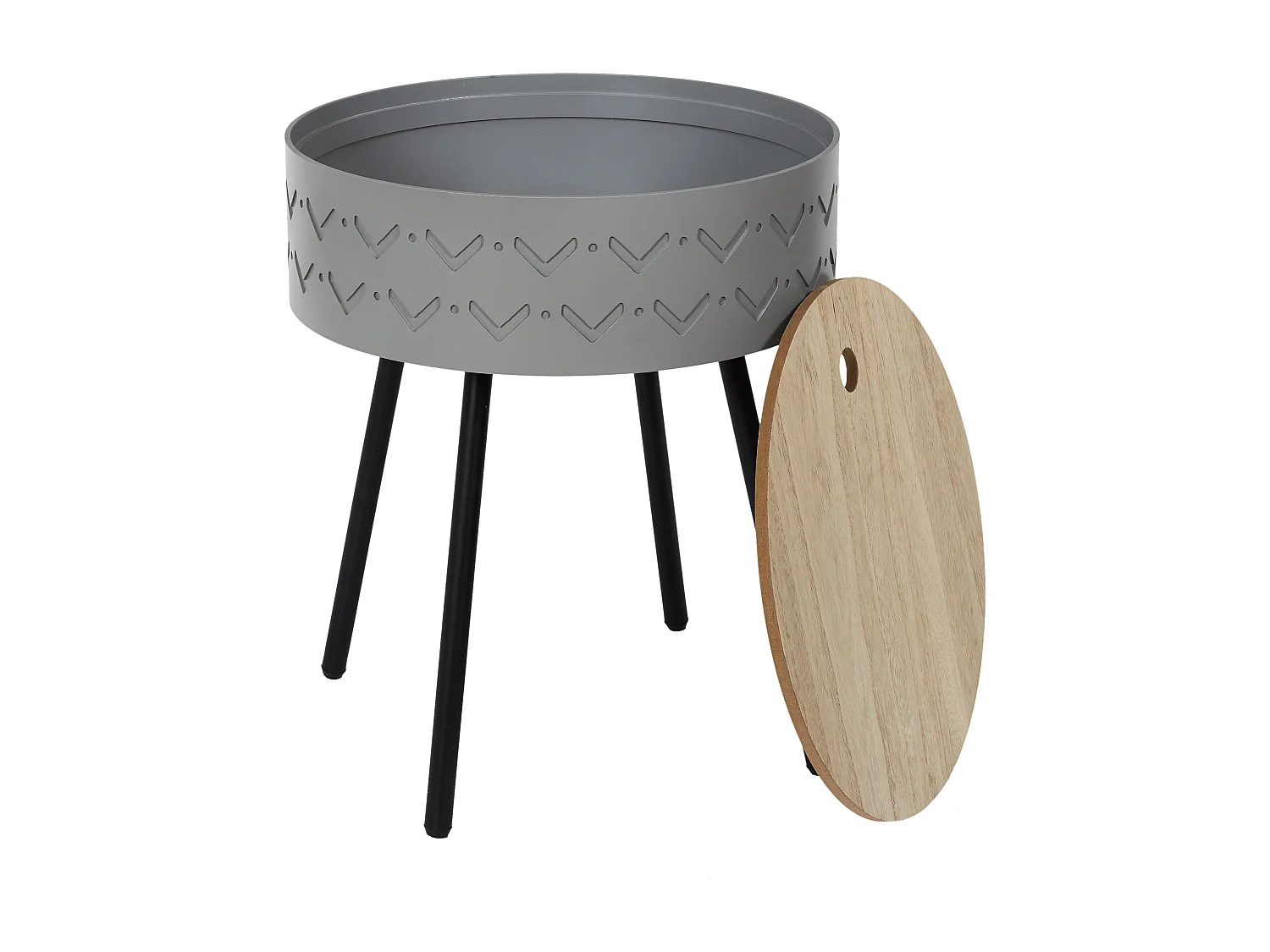 Table Coffre Eugenie Gris Gris, Noir, Beige