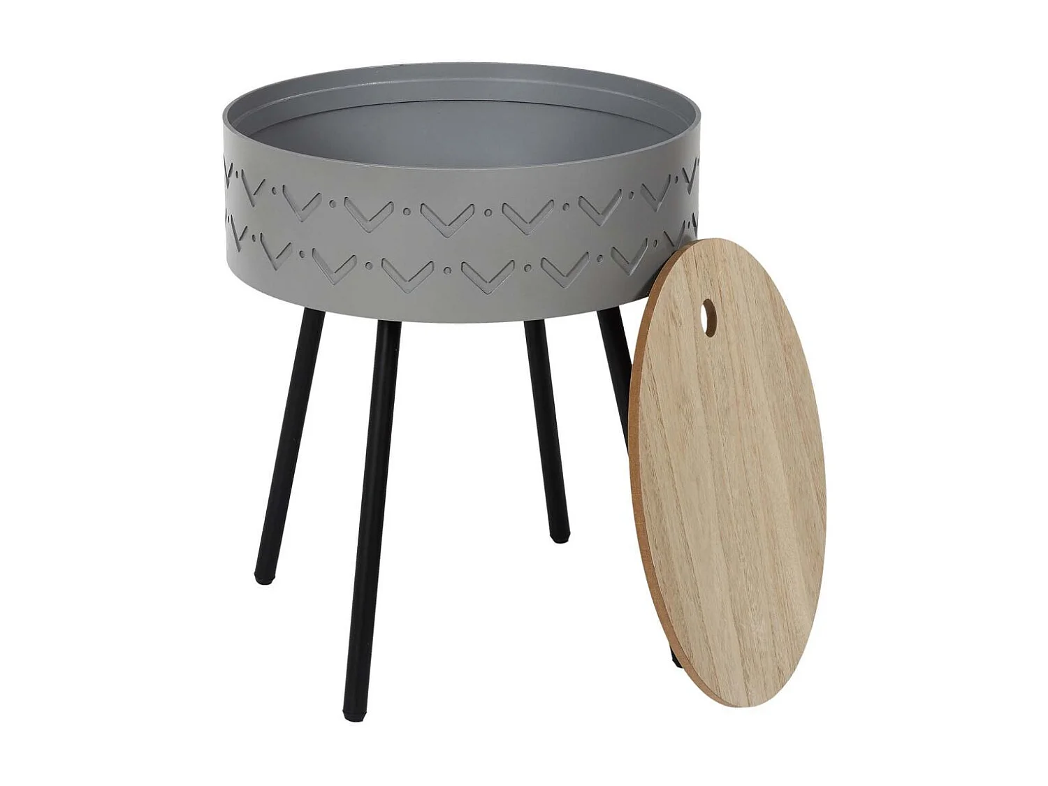 Table Coffre Eugenie Gris Gris, Noir, Beige