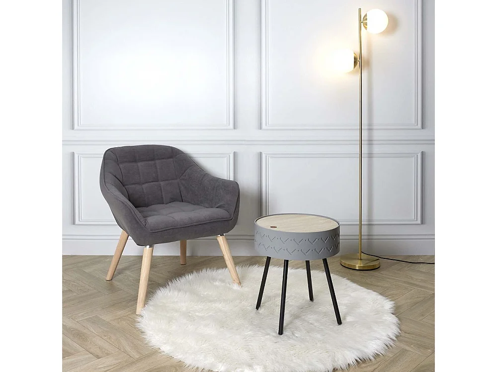 Table Coffre Eugenie Gris Gris, Noir, Beige