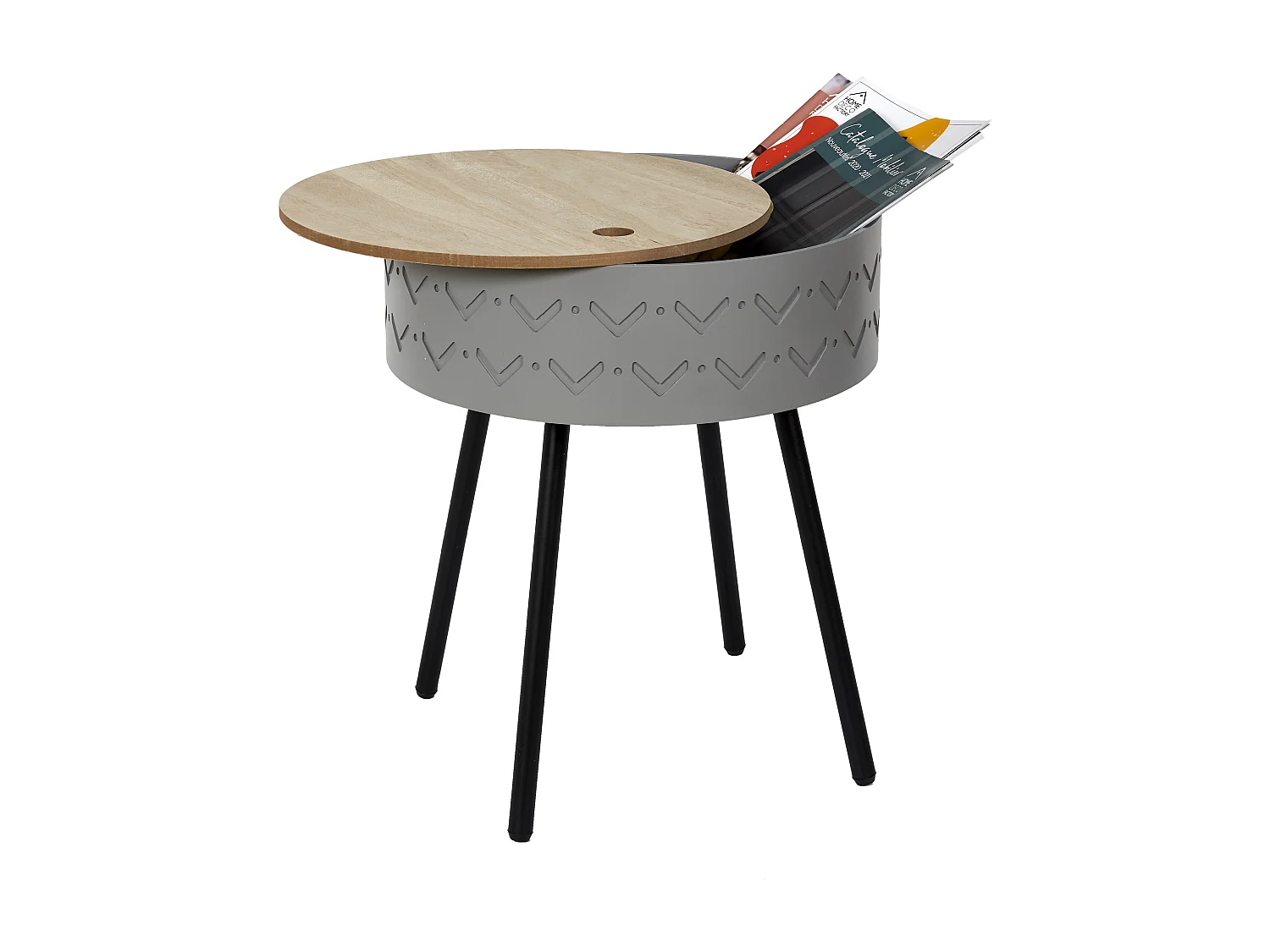 Table Coffre Eugenie Gris Gris, Noir, Beige