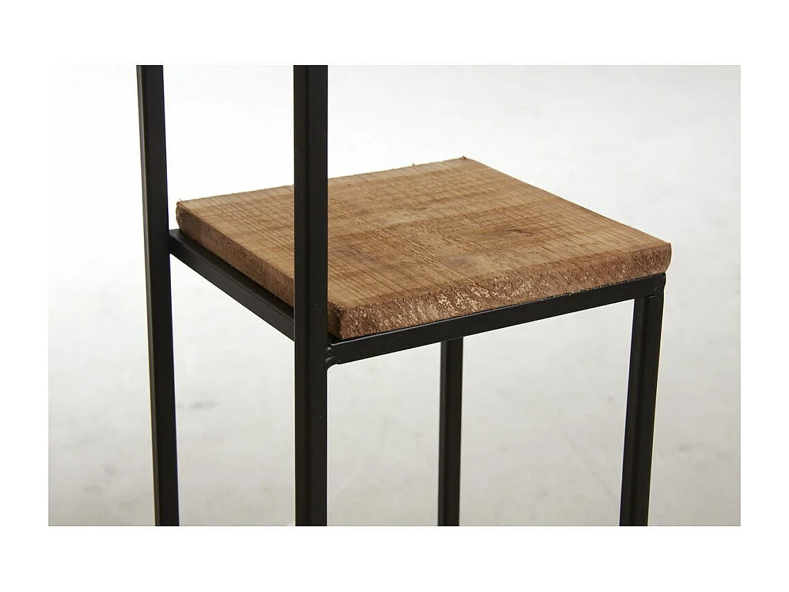 Sellette en métal 4 plateaux en bois (Lot de 2)