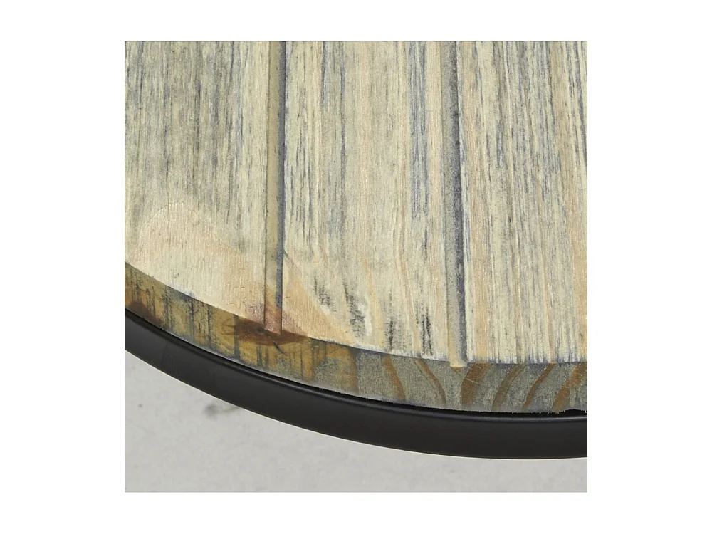 Sellettes en métal noir et pin (Lot de 2)