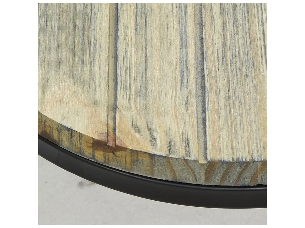 Sellettes en métal noir et pin (Lot de 2)