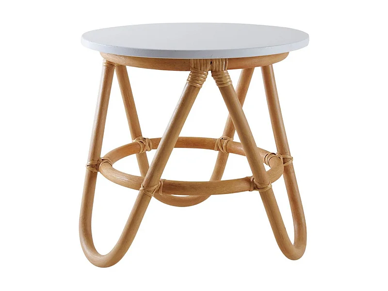 Petite table d'appoint en rotin et MDF laqué