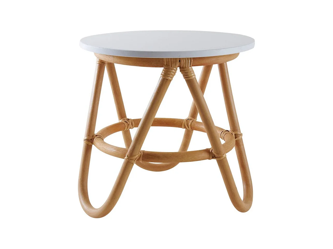Petite table d'appoint en rotin et MDF laqué
