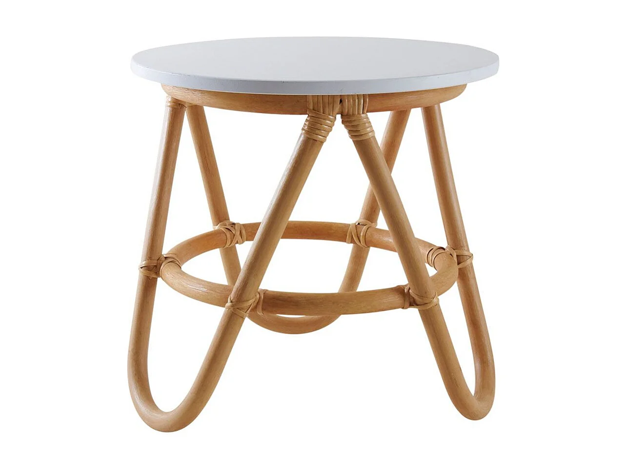 Petite table d'appoint en rotin et MDF laqué