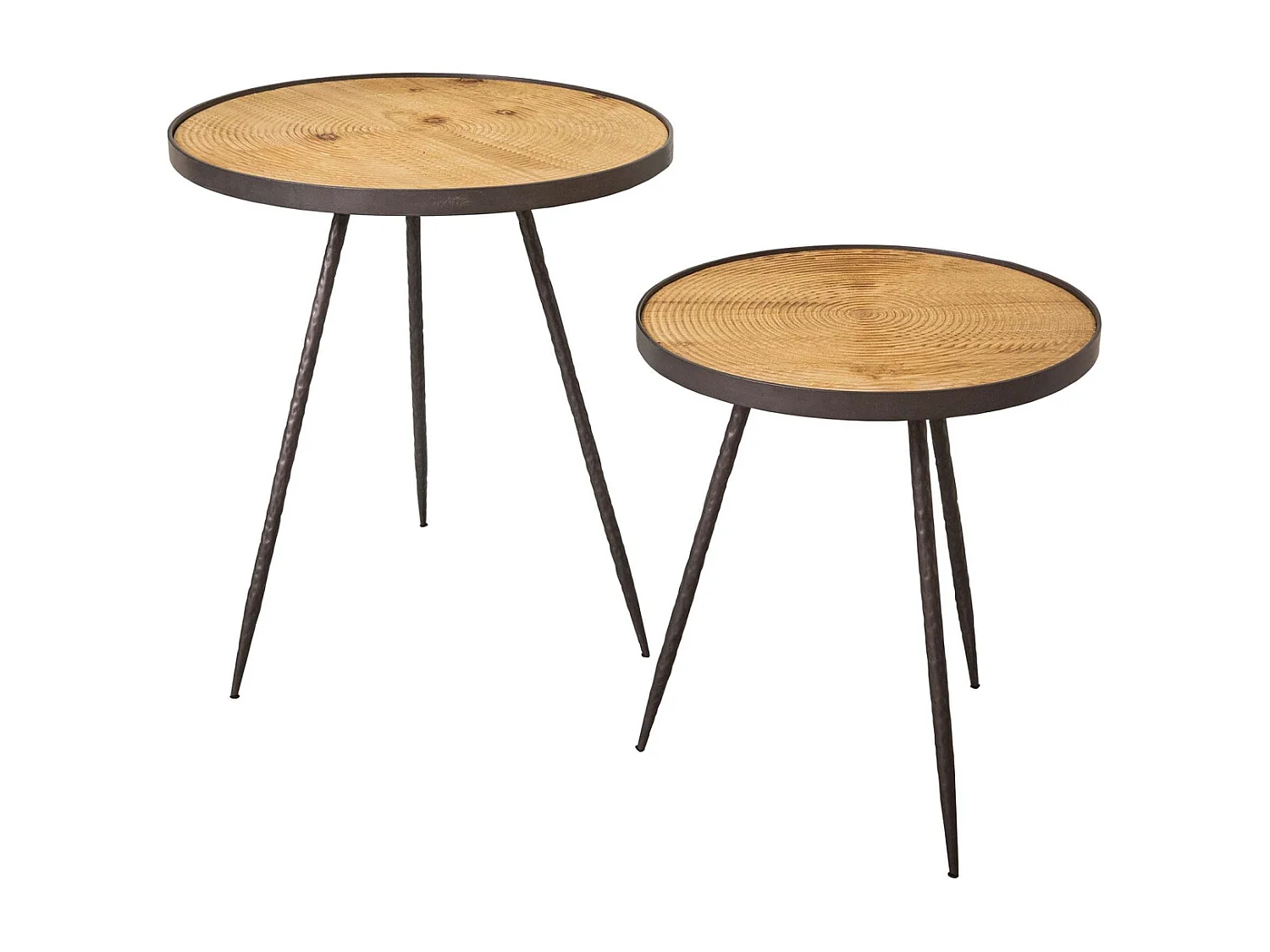 Set 2 bouts de canapé en fer et bois Sun