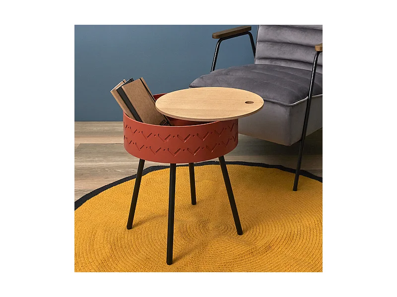 Table Coffre Eugenie Rouge Brique Rouge, Marron, Noir