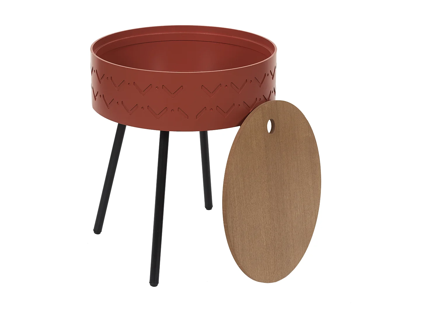 Table Coffre Eugenie Rouge Brique Rouge, Marron, Noir