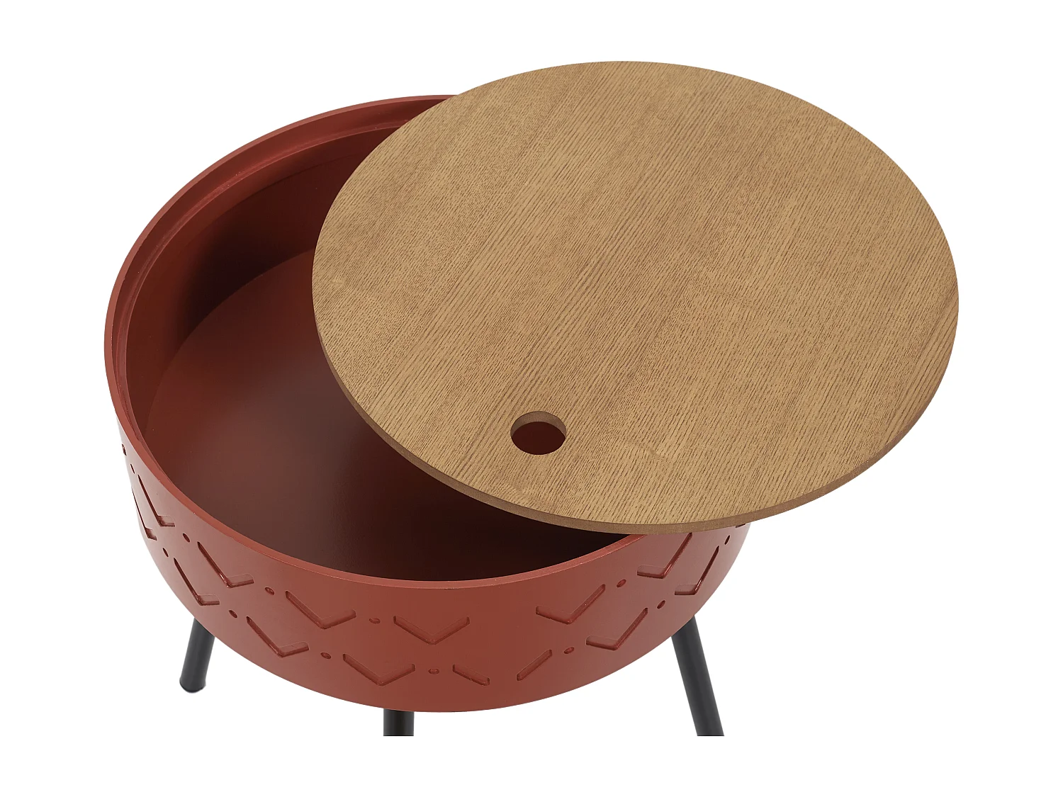 Table Coffre Eugenie Rouge Brique Rouge, Marron, Noir