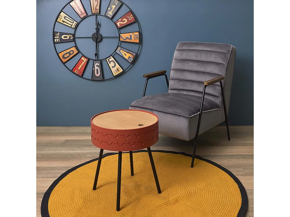 Table Coffre Eugenie Rouge Brique Rouge, Marron, Noir