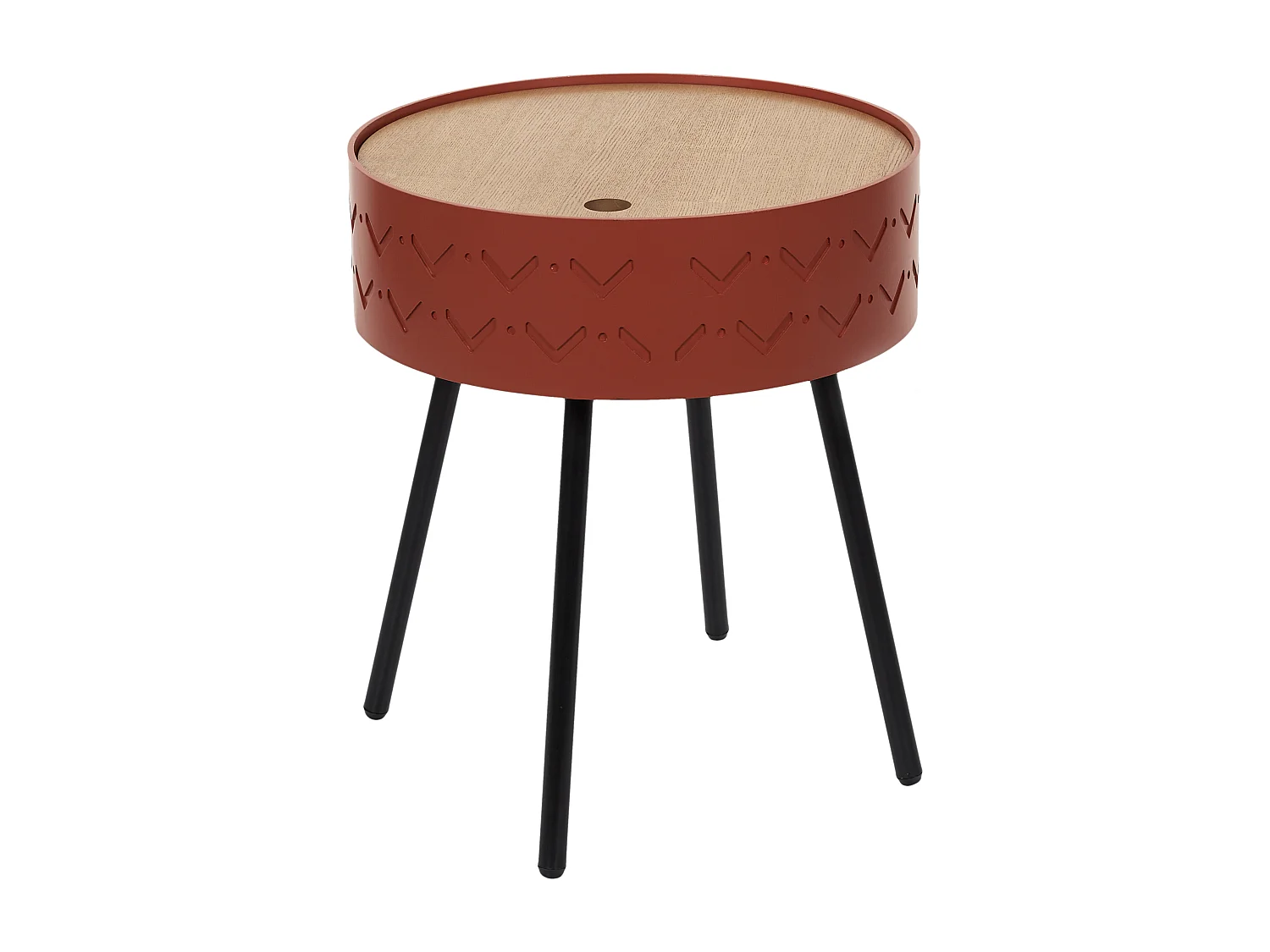 Table Coffre Eugenie Rouge Brique Rouge, Marron, Noir