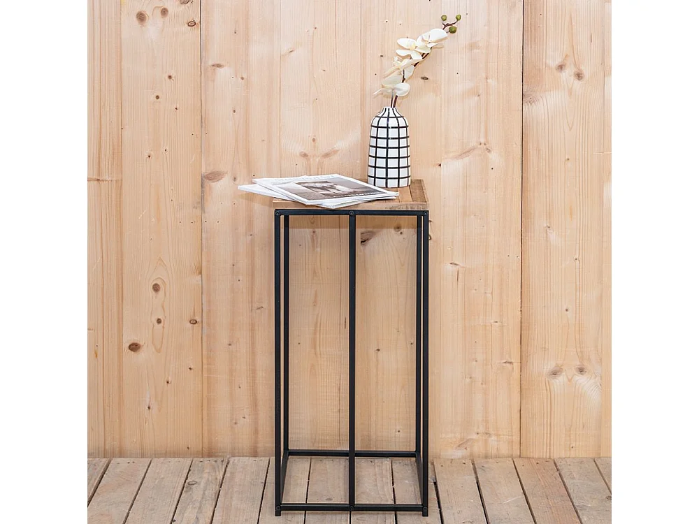 Sellette porte-bûches en métal et bois Rondo