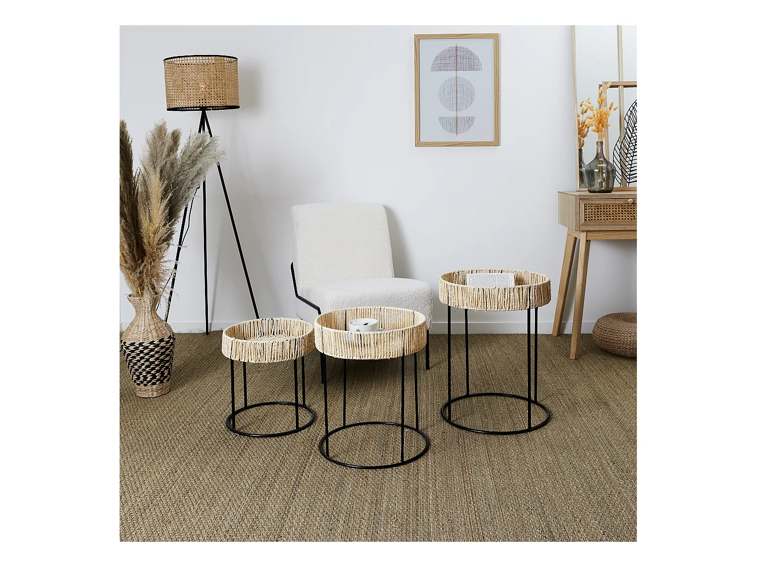 Table Gigogne X3 Beige, Noir