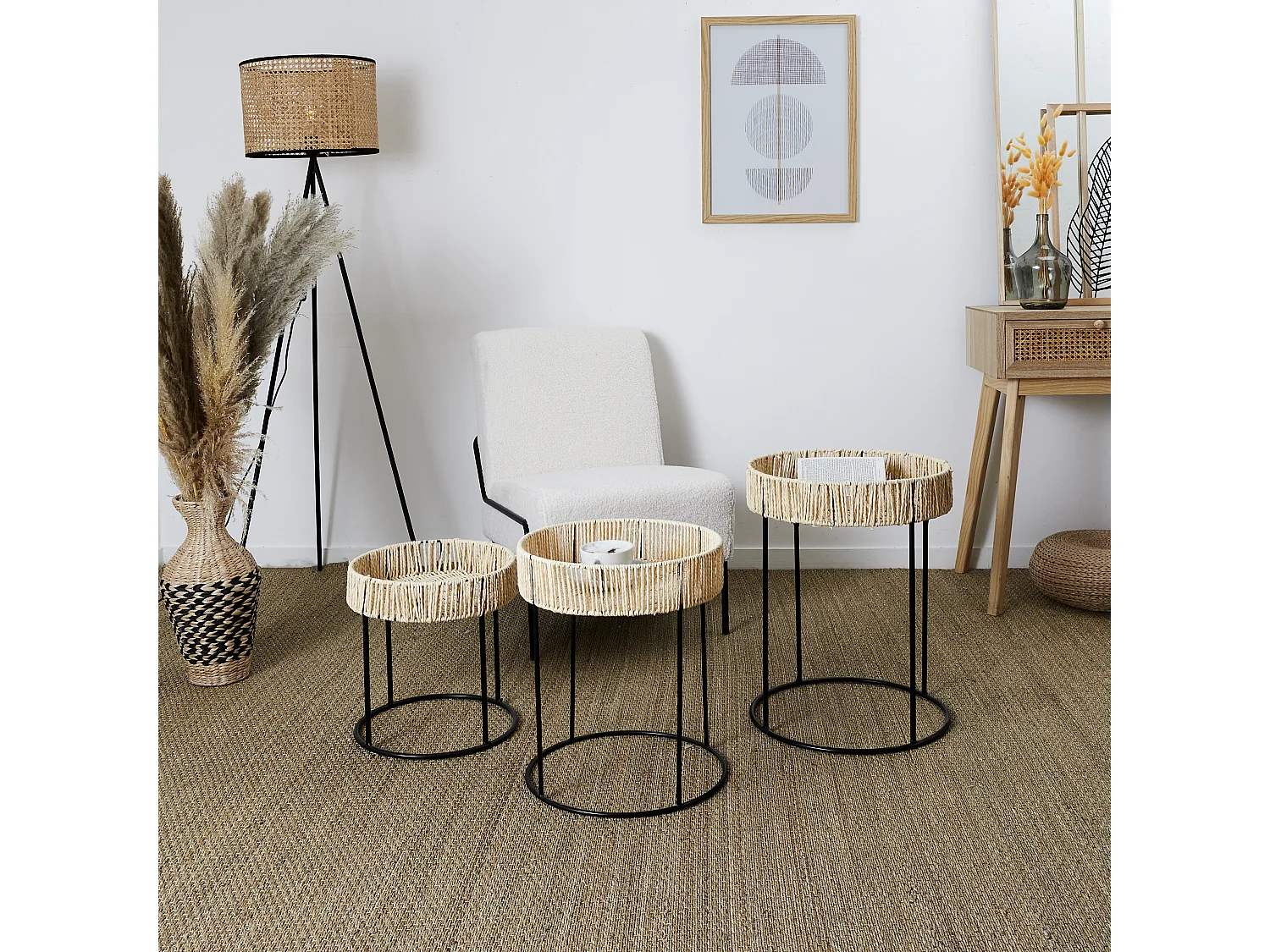 Table Gigogne X3 Beige, Noir