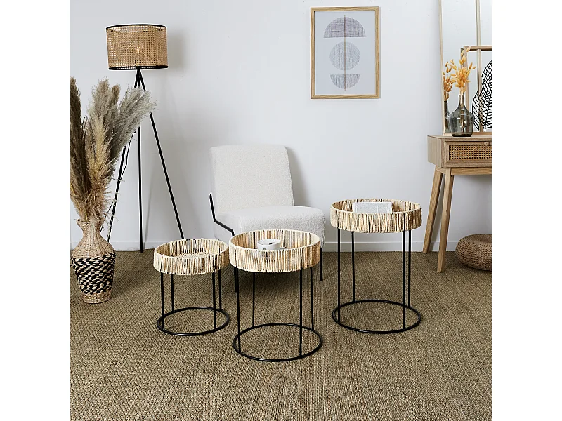 Table Gigogne X3 Beige, Noir