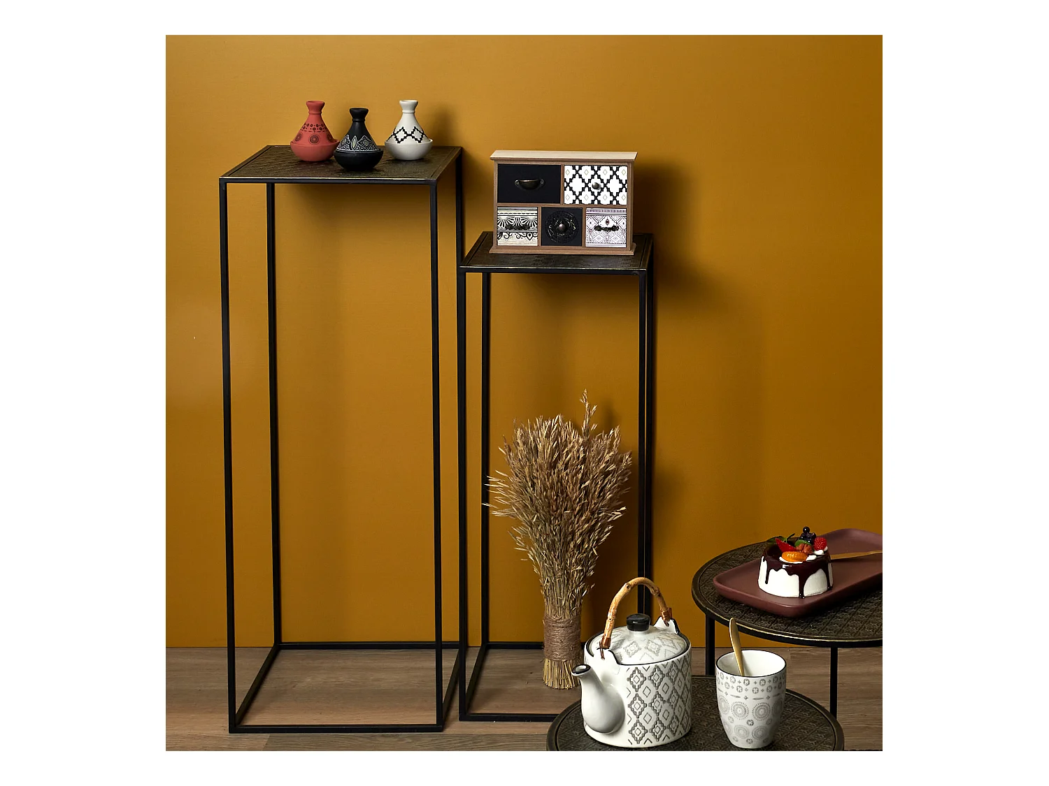 Sellette Gigogne Metal Martele Mirage X2 Noir, Or