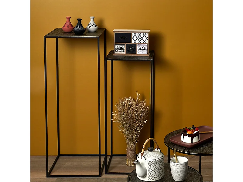 Sellette Gigogne Metal Martele Mirage X2 Noir, Or