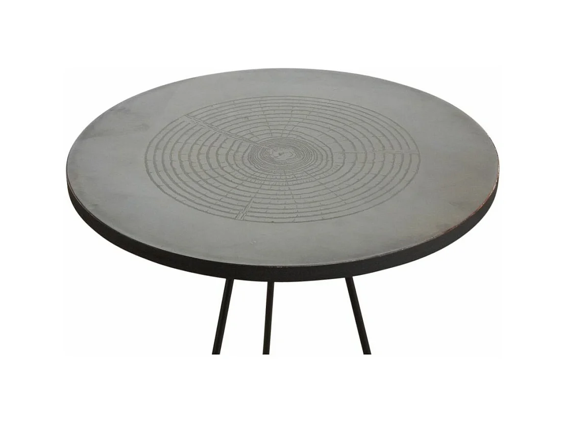 Tavolo rotondo in metallo zincato antico