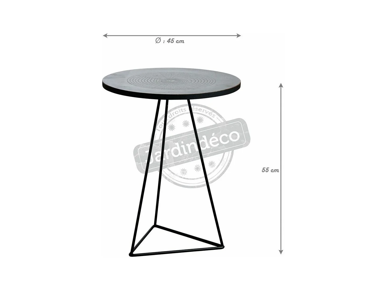 Tavolo rotondo in metallo zincato antico
