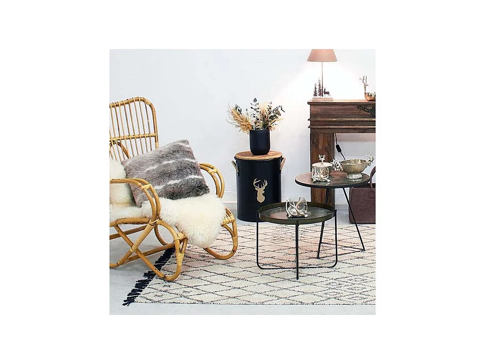 Table ronde métal doré vieilli