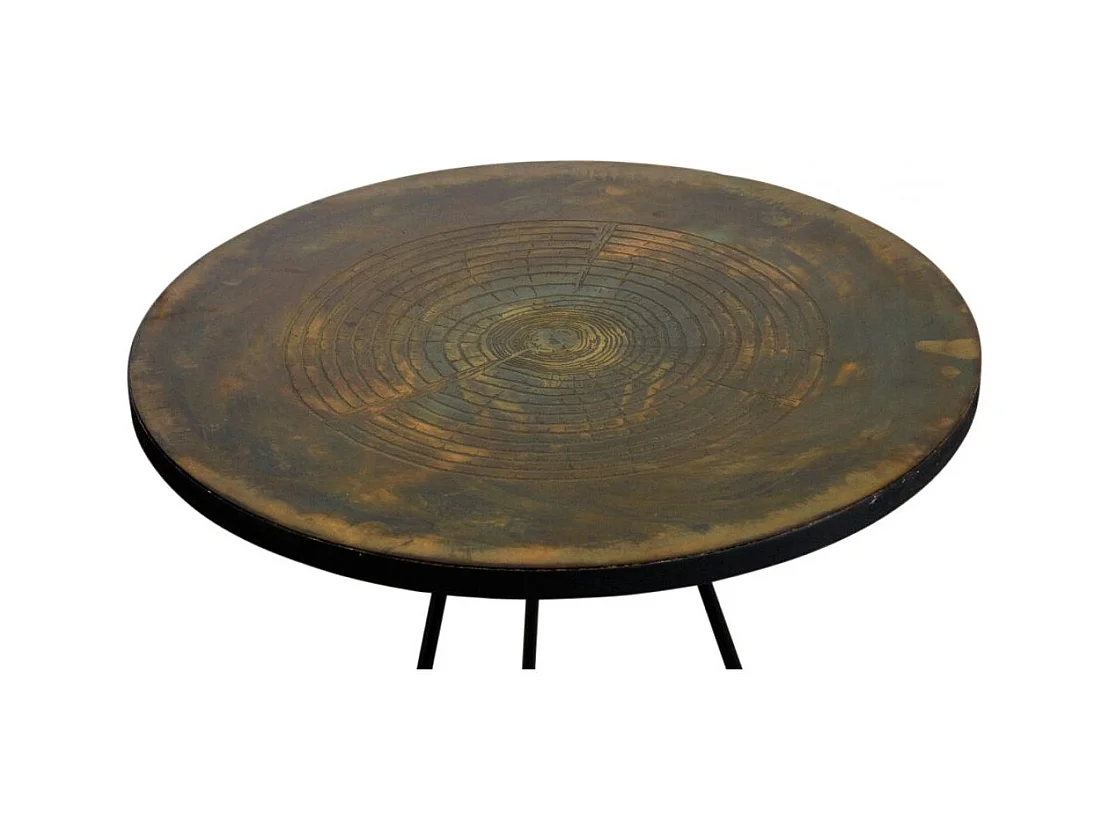 Table ronde métal doré vieilli