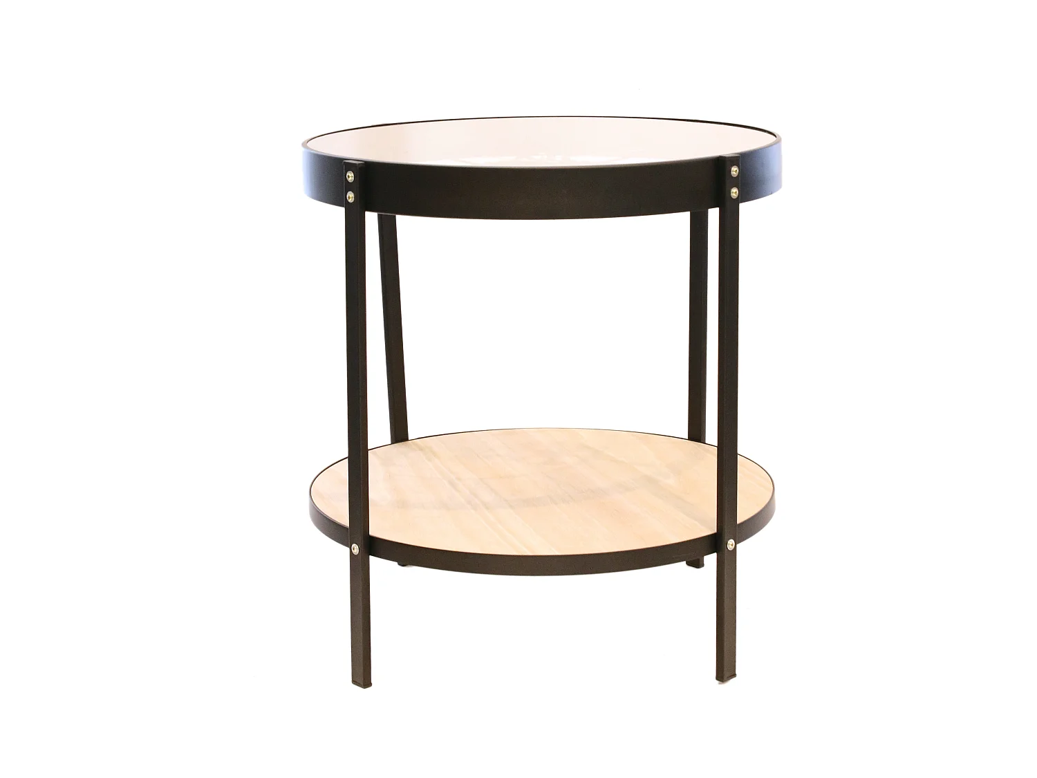 Table D Appoint Horloge 50.5x50.5x49cm Noir, Transparent, Beige