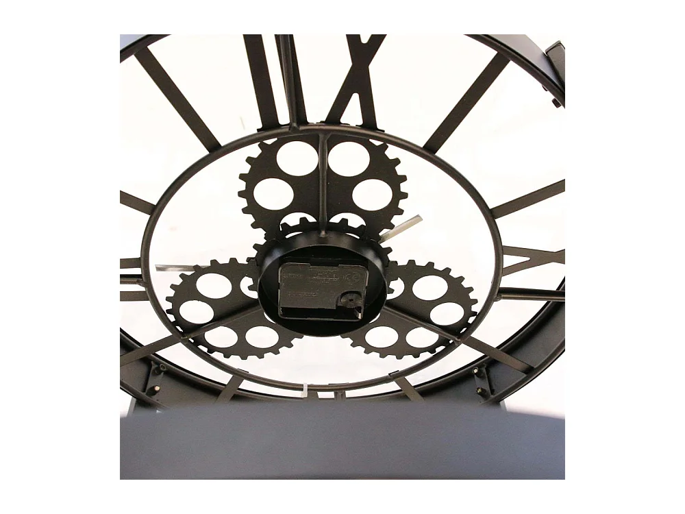 Table D Appoint Horloge 50.5x50.5x49cm Noir, Transparent, Beige