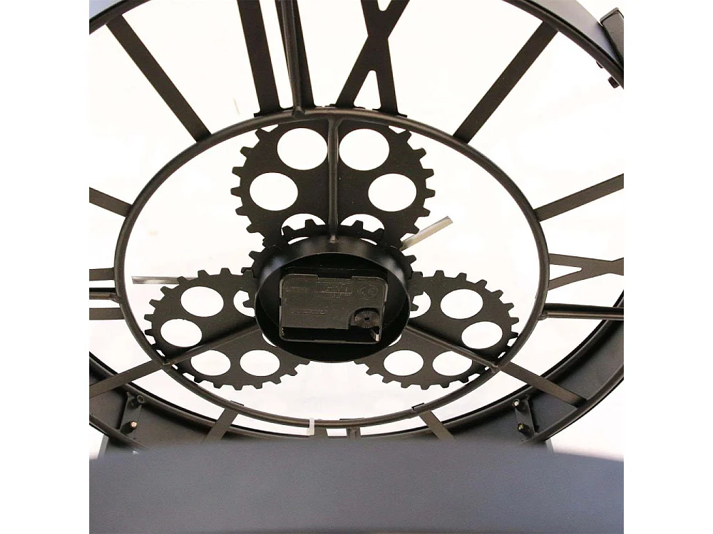 Table D Appoint Horloge 50.5x50.5x49cm Noir, Transparent, Beige