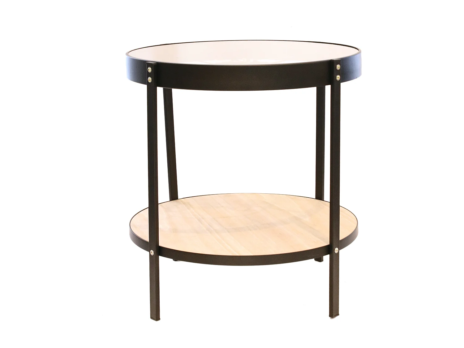 Table D Appoint Horloge 50.5x50.5x49cm Noir, Transparent, Beige