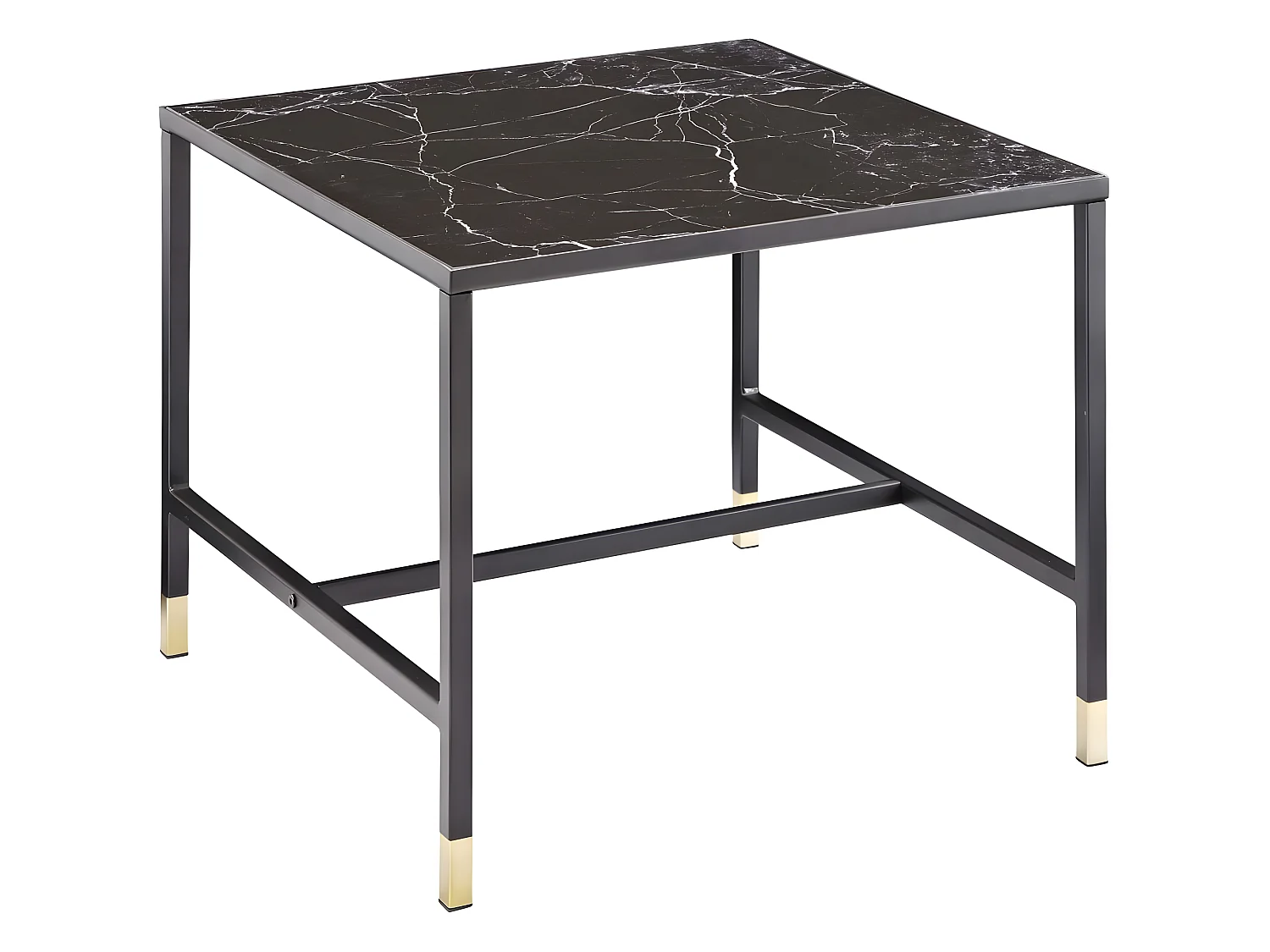 Dipp  bijzettafel 60x60 cm glas zwart marmor decor.