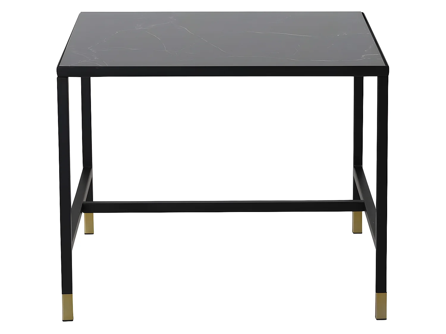 Dipp  bijzettafel 60x60 cm glas zwart marmor decor.